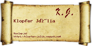 Klopfer Júlia névjegykártya